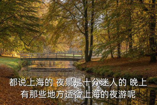 都說上海的 夜景是十分迷人的 晚上有那些地方適合上海的夜游呢