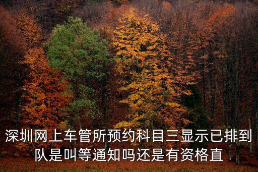 深圳交警網上車管所，深圳網上車管所預約科目三顯示已排到隊是叫等通知嗎還是有資格直