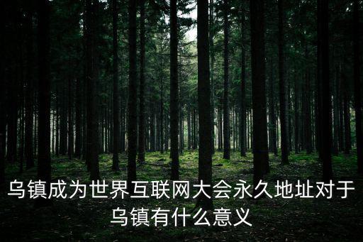 世界互聯(lián)網(wǎng)大會烏鎮(zhèn)峰會，烏鎮(zhèn)成為世界互聯(lián)網(wǎng)大會永久地址對于烏鎮(zhèn)有什么意義