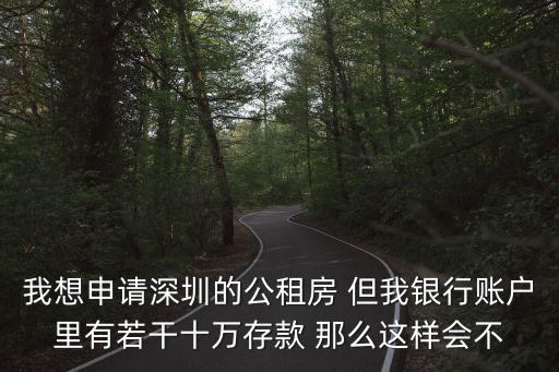 我想申請深圳的公租房 但我銀行賬戶里有若干十萬存款 那么這樣會不