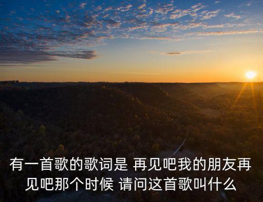 有一首歌的歌詞是 再見吧我的朋友再見吧那個時候 請問這首歌叫什么