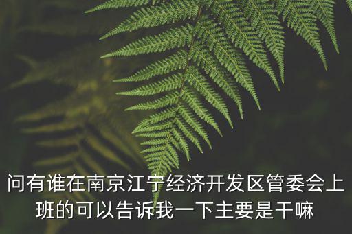 問有誰在南京江寧經(jīng)濟開發(fā)區(qū)管委會上班的可以告訴我一下主要是干嘛