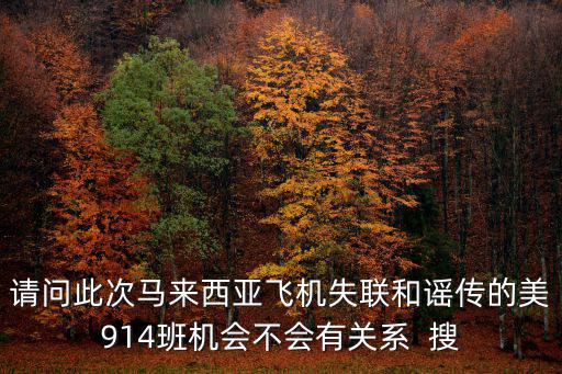 請問此次馬來西亞飛機失聯和謠傳的美914班機會不會有關系  搜