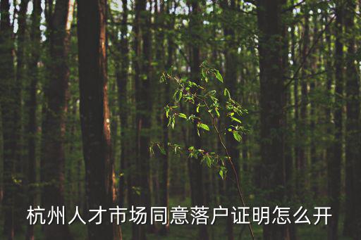 杭州人才市場同意落戶證明怎么開