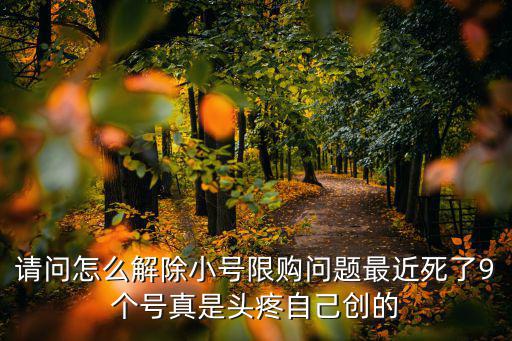 取消限購，請問怎么解除小號限購問題最近死了9個號真是頭疼自己創的
