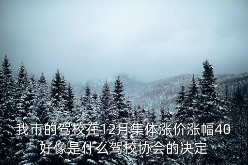 駕校漲價，我市的駕校在12月集體漲價漲幅40好像是什么駕校協會的決定