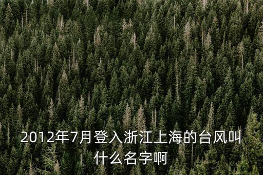 2012年7月登入浙江上海的臺風叫什么名字啊