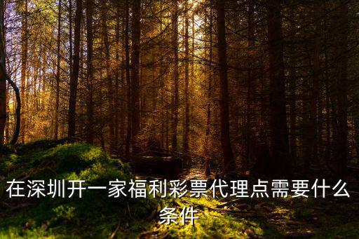 在深圳開一家福利彩票代理點需要什么條件