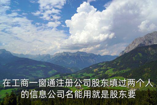 在工商一窗通注冊公司股東填過兩個人的信息公司名能用就是股東要