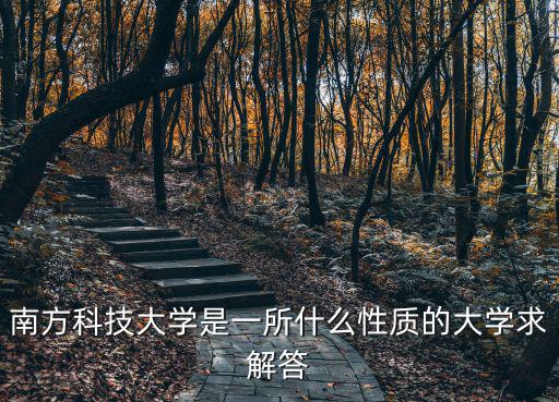 南方科技大學是一所什么性質的大學求解答