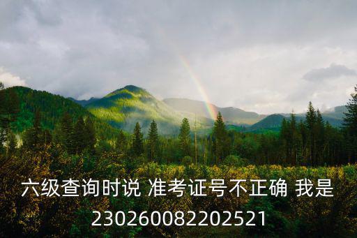 六級準考證查詢，六級查詢時說 準考證號不正確 我是230260082202521