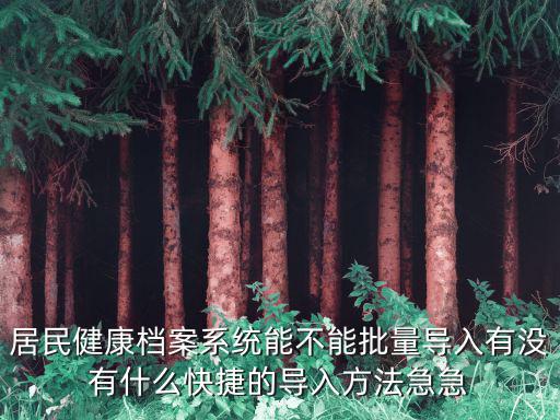 居民健康檔案系統(tǒng)能不能批量導(dǎo)入有沒有什么快捷的導(dǎo)入方法急急