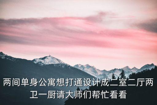 兩間單身公寓想打通設計成二室二廳兩衛(wèi)一廚請大師們幫忙看看