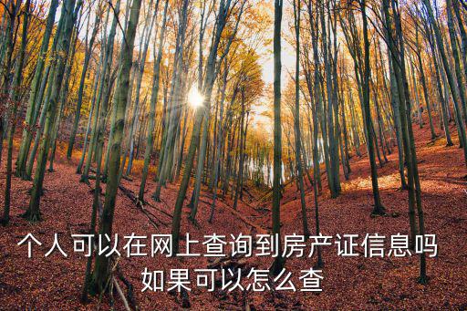 個人可以在網上查詢到房產證信息嗎 如果可以怎么查