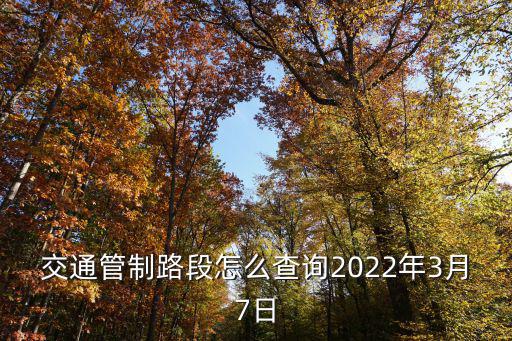 交通管制路段怎么查詢2022年3月7日