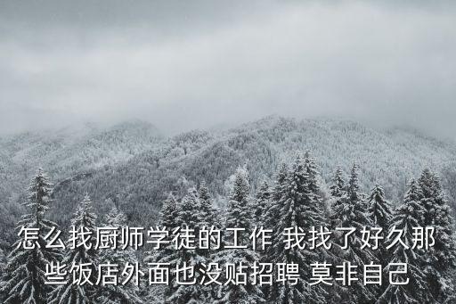 怎么找廚師學(xué)徒的工作 我找了好久那些飯店外面也沒(méi)貼招聘 莫非自己