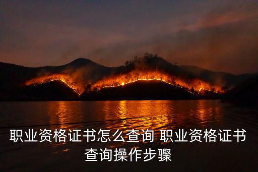 職業(yè)資格證書怎么查詢 職業(yè)資格證書查詢操作步驟