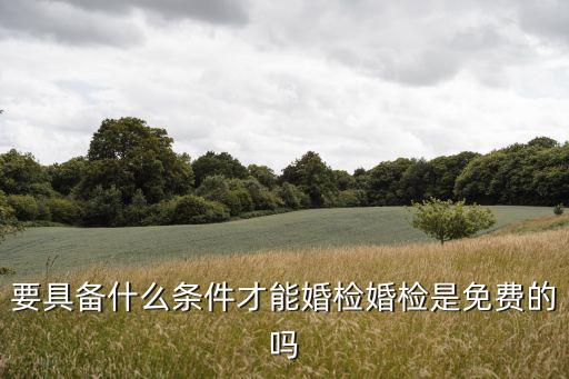 要具備什么條件才能婚檢婚檢是免費的嗎