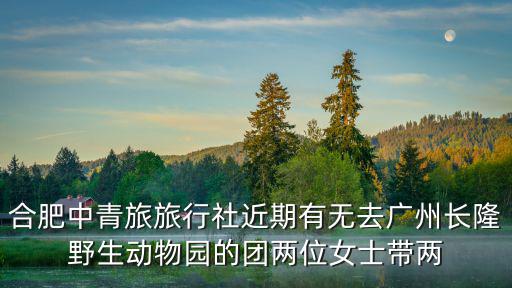 合肥中青旅旅行社近期有無去廣州長隆野生動物園的團兩位女士帶兩