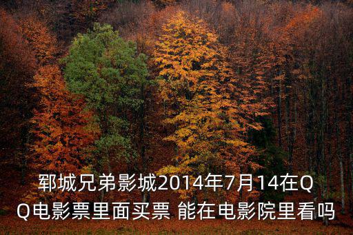 鄆城兄弟影城2014年7月14在QQ電影票里面買票 能在電影院里看嗎