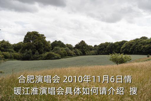 合肥演唱會 2010年11月6日情暖江淮演唱會具體如何請介紹  搜