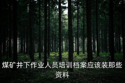 培訓名單，煤礦井下作業人員培訓檔案應該裝那些資料