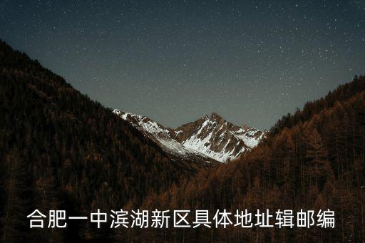 合肥一中濱湖新區具體地址輯郵編