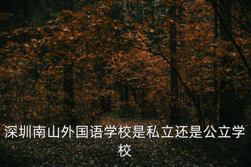 深圳南山外國語學校是私立還是公立學校