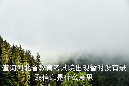 查詢河北省教育考試院出現暫時沒有錄取信息是什么意思