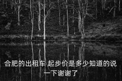 合肥的出租車 起步價是多少知道的說一下謝謝了
