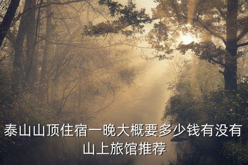 泰山山頂住宿一晚大概要多少錢有沒有山上旅館推薦