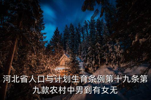河北省人口與計劃生育條例第十九條第九款農村中男到有女無