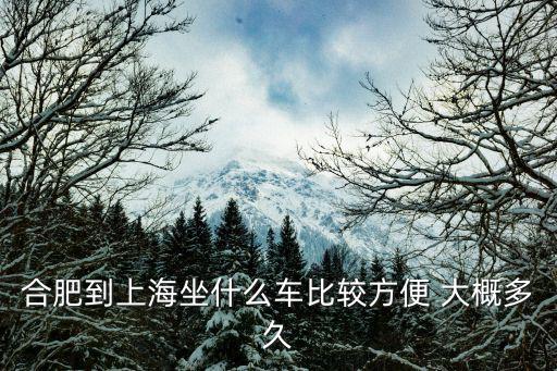 合肥到上海坐什么車比較方便 大概多久