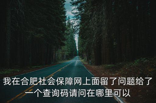我在合肥社會(huì)保障網(wǎng)上面留了問(wèn)題給了一個(gè)查詢碼請(qǐng)問(wèn)在哪里可以