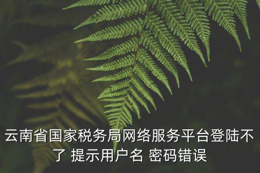 云南省國家稅務局，云南省國家稅務局網絡服務平臺登陸不了 提示用戶名 密碼錯誤