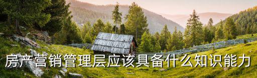房產營銷管理層應該具備什么知識能力