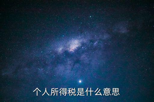 個人所得稅是什么意思
