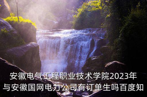 安徽電氣工程職業技術學院2023年與安徽國網電力公司有訂單生嗎百度知