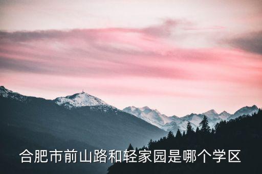 合肥市前山路和輕家園是哪個學區