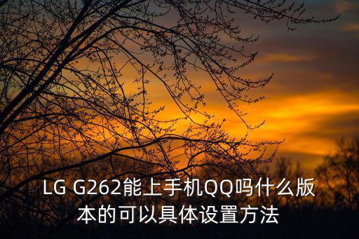 LG G262能上手機QQ嗎什么版本的可以具體設置方法