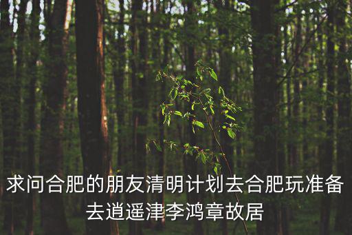 求問合肥的朋友清明計劃去合肥玩準備去逍遙津李鴻章故居