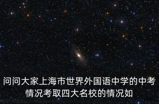 問問大家上海市世界外國語中學的中考情況考取四大名校的情況如