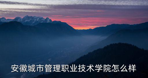 安徽城市管理職業技術學院怎么樣