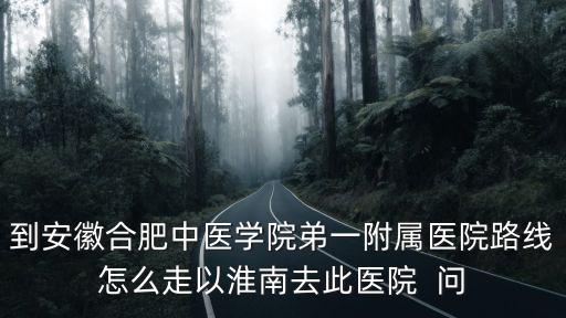 到安徽合肥中醫學院弟一附屬醫院路線怎么走以淮南去此醫院  問