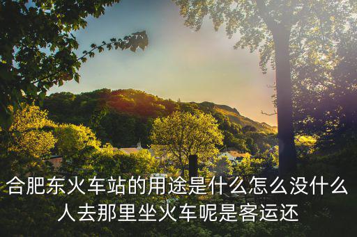 合肥東火車站的用途是什么怎么沒什么人去那里坐火車呢是客運還