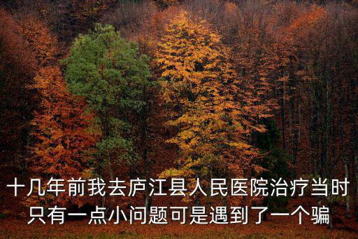 十幾年前我去廬江縣人民醫(yī)院治療當(dāng)時只有一點小問題可是遇到了一個騙