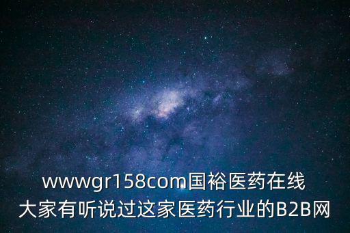 wwwgr158com國裕醫藥在線大家有聽說過這家醫藥行業的B2B網