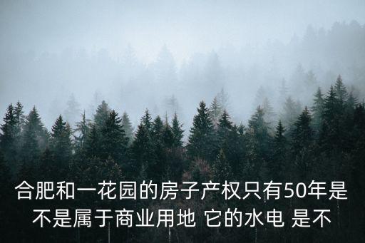 合肥和一花園的房子產權只有50年是不是屬于商業用地 它的水電 是不