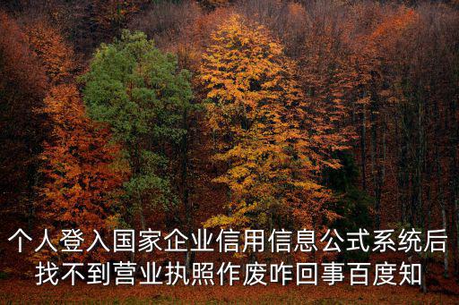 個人登入國家企業信用信息公式系統后找不到營業執照作廢咋回事百度知