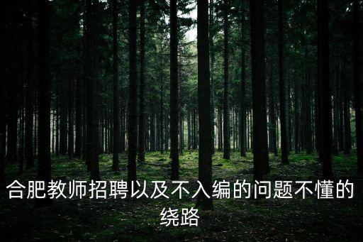 合肥教師招聘以及不入編的問題不懂的繞路